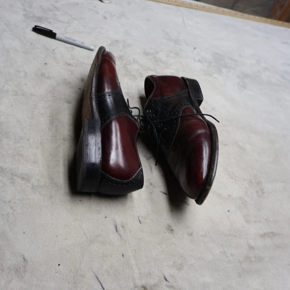 Johnston Murphy Aristocraft Mens 10.5 Oxford Shoes Red Leather Dress Wingtip